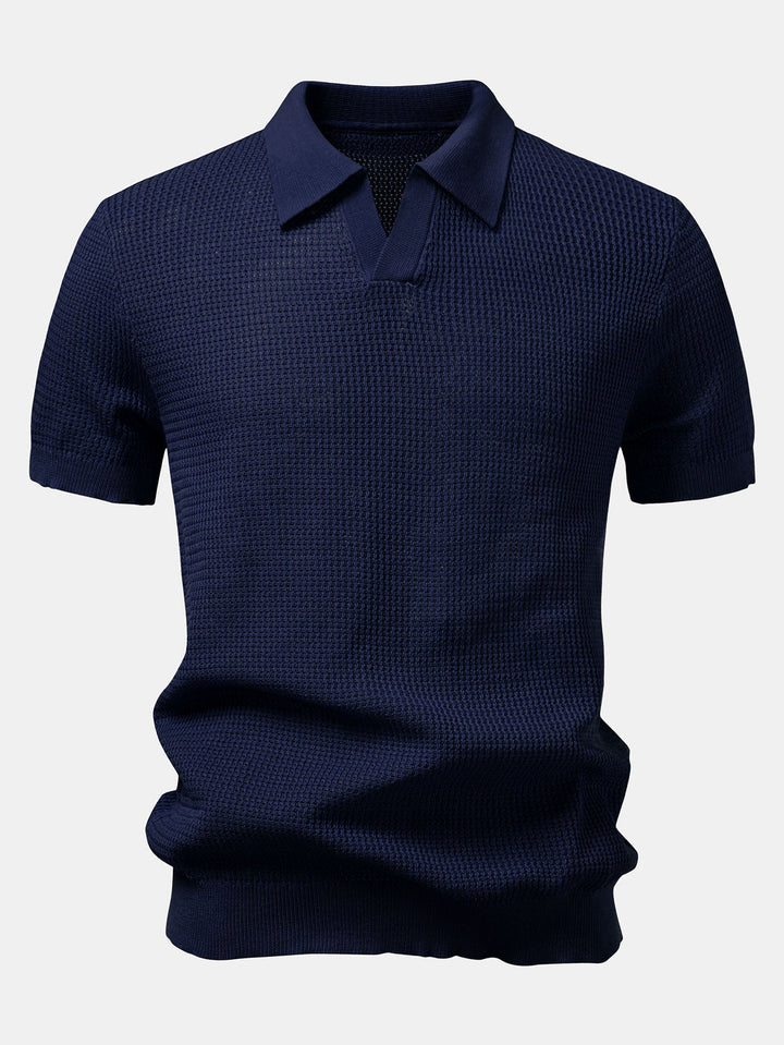 Getextureerde Johnny Kraag Gehaakte Tricot Polo