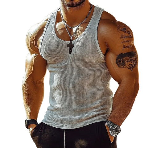 Heren Gebreide Ronde Hals Slim Fit Tanktops MTA2200E1X