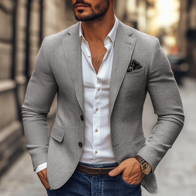 Herenmode Notch Revers Twee Knoppen Casual Blazer 47644865Z