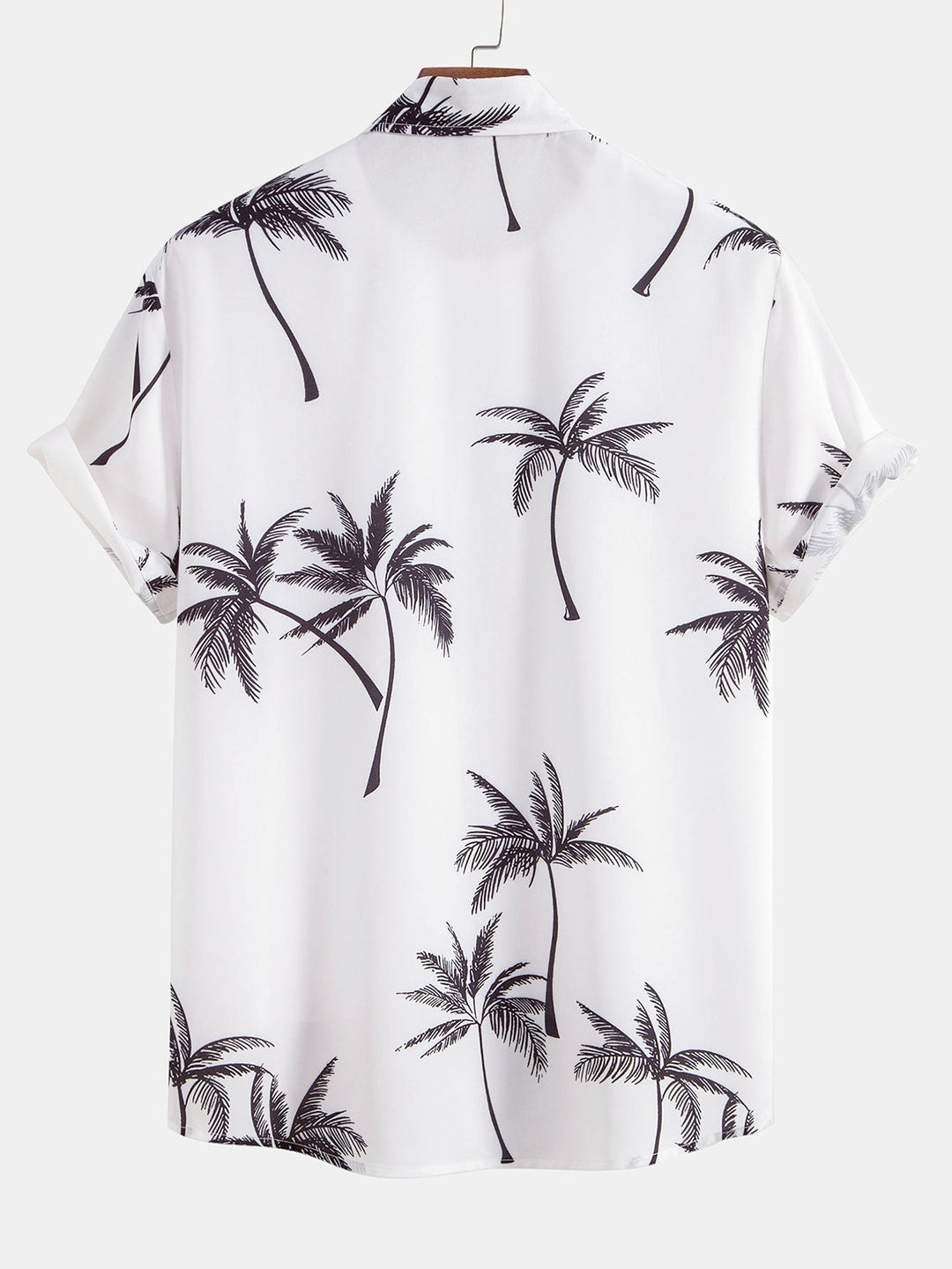 Palmboom Print Doorknoop Shirt & Gestreepte Zwembroek