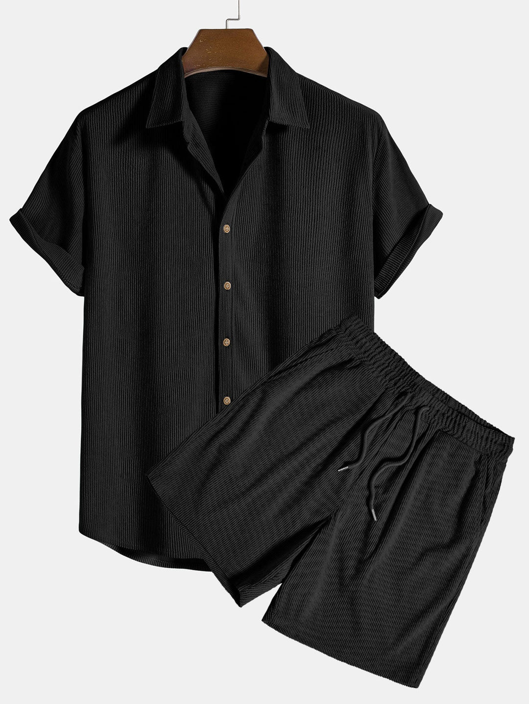 Corduroy overhemd met korte mouwen en shorts