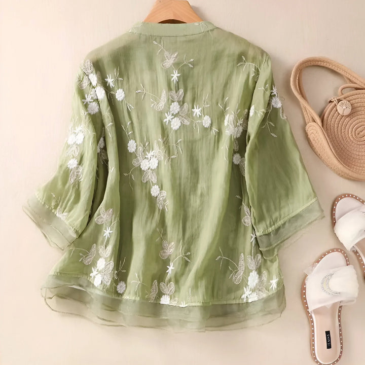 Marie™ Bloemenknopen Blouse