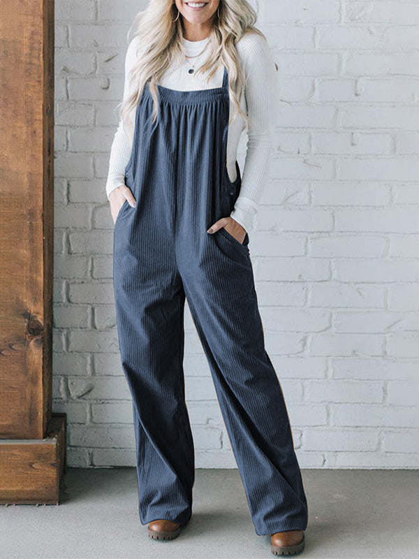 Dames Cozy Corduroy Loose Fit Overalls