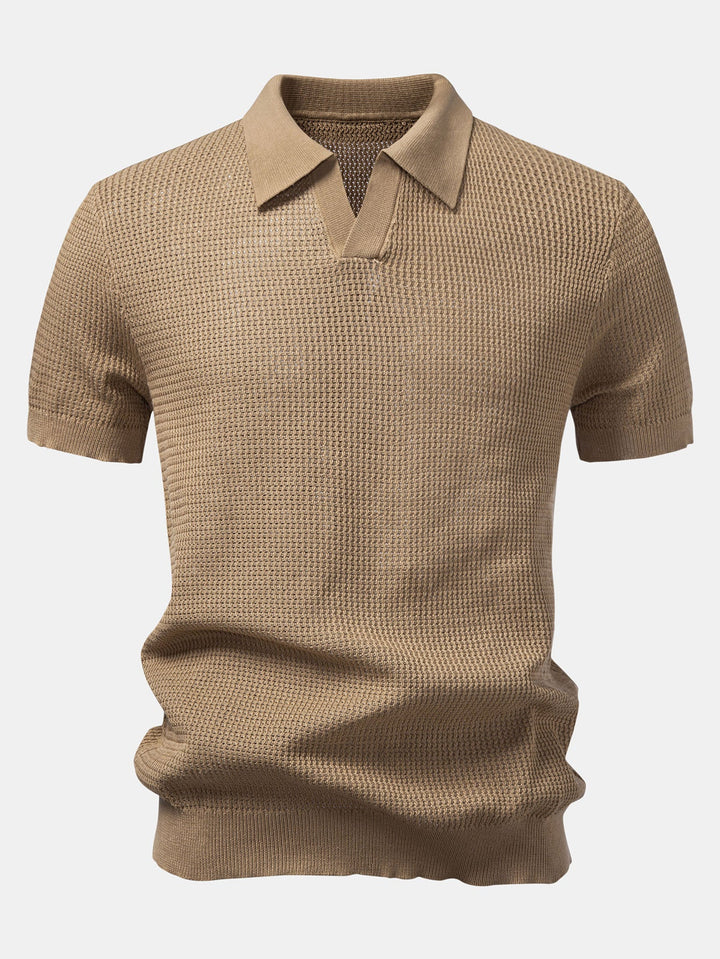 Getextureerde Johnny Kraag Gehaakte Tricot Polo