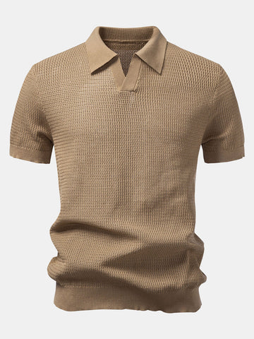 Getextureerde Johnny Kraag Gehaakte Tricot Polo