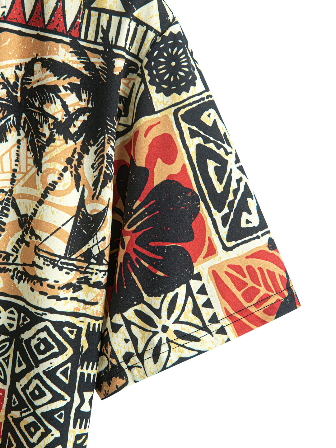 Palmboom Schildpad Etnische Geometrie Print Doorknoop Shirt