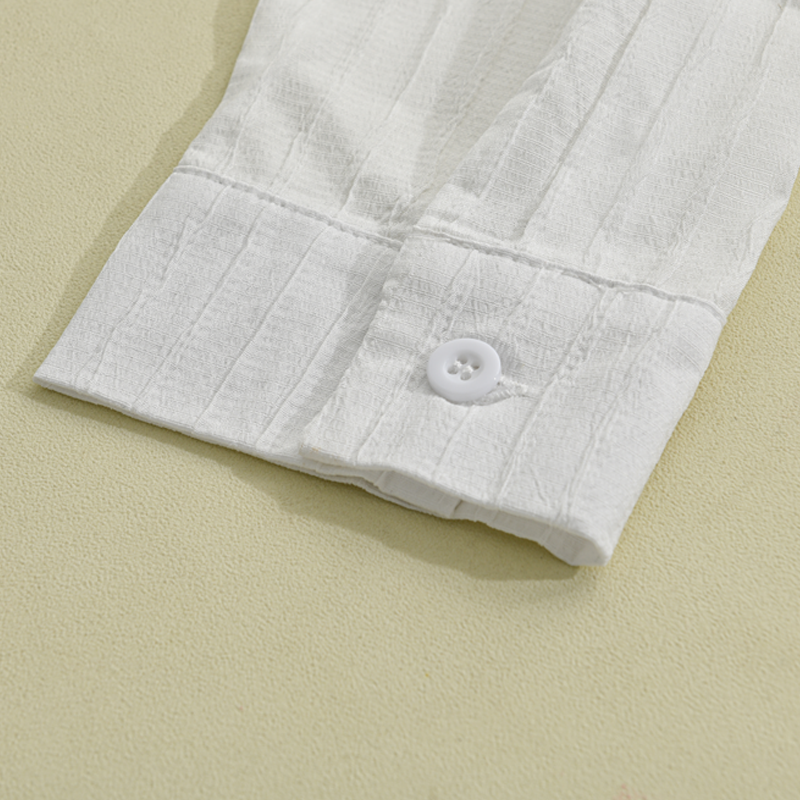 Heren Effen Kleur Gestreepte Revers Shirt met lange mouwen 94598700Z