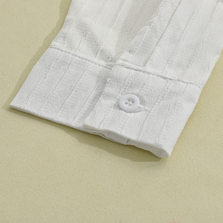Heren Effen Kleur Gestreepte Revers Shirt met lange mouwen 94598700Z