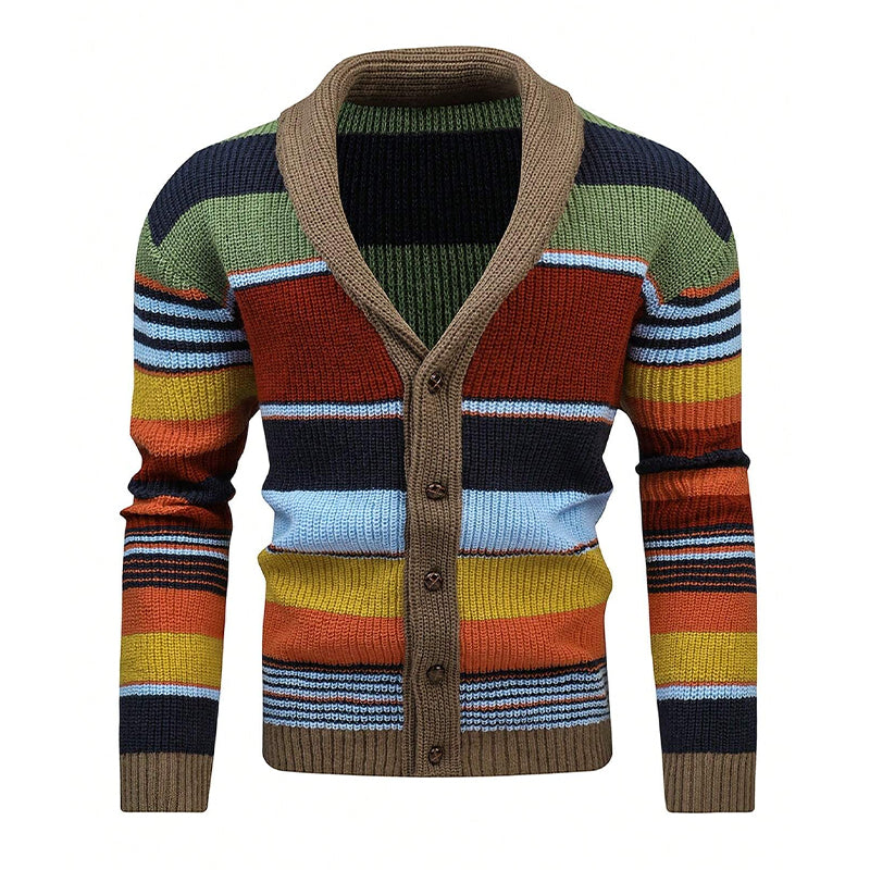 Heren Colorblock Lapel Sweater Jacket 02918584X