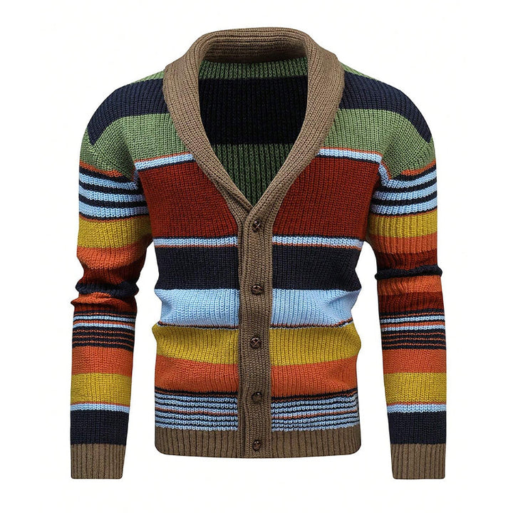 Heren Colorblock Lapel Sweater Jacket 02918584X