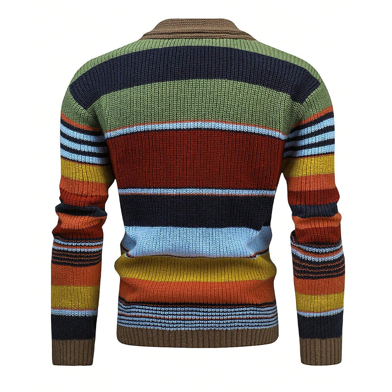 Heren Colorblock Lapel Sweater Jacket 02918584X