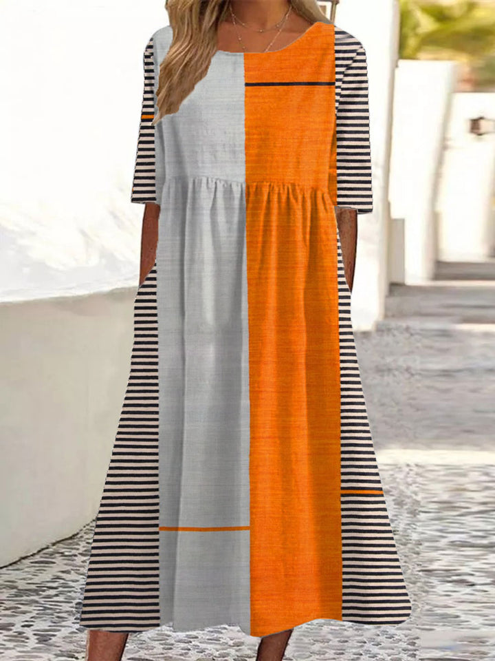 Dames Vintage Boho Geometrisch Kunst Print Casual Jurk