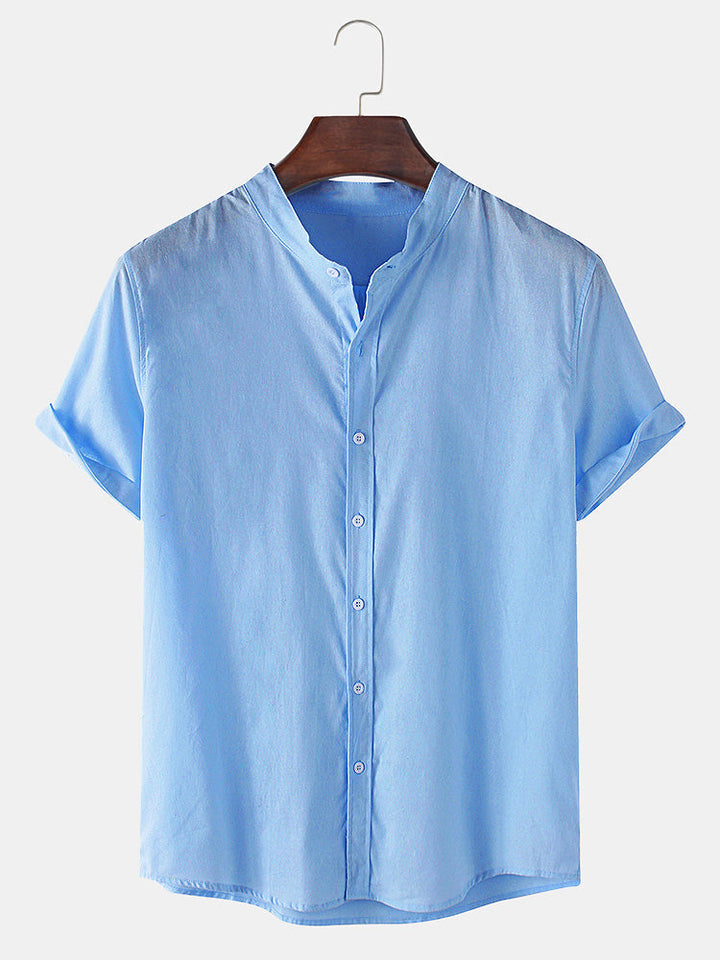 Linnen Look Korte Mouwen Basis Shirts & Rechte Linnen Broeken