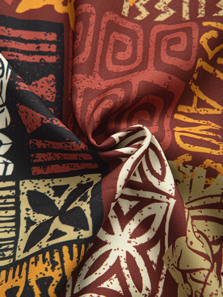 Ananas Etnische Hawaii Print Doorknoop Shirt