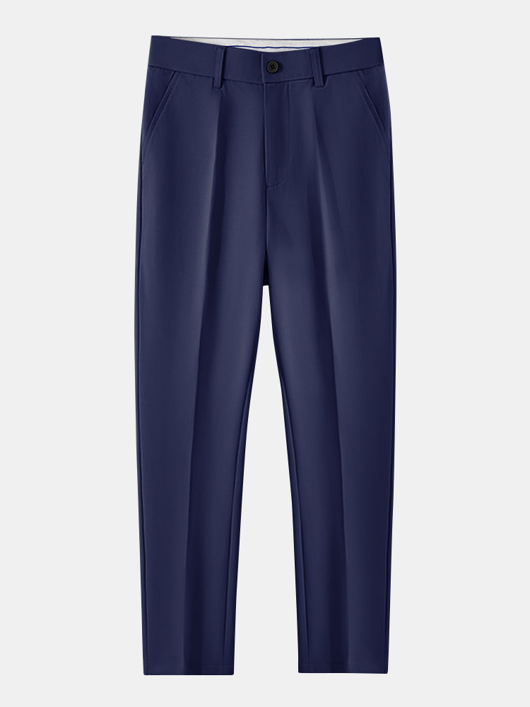 Contrastafwerking Geribbelde Johnny Kraag Tricot Polo & Slim Fit Getaperde Broek
