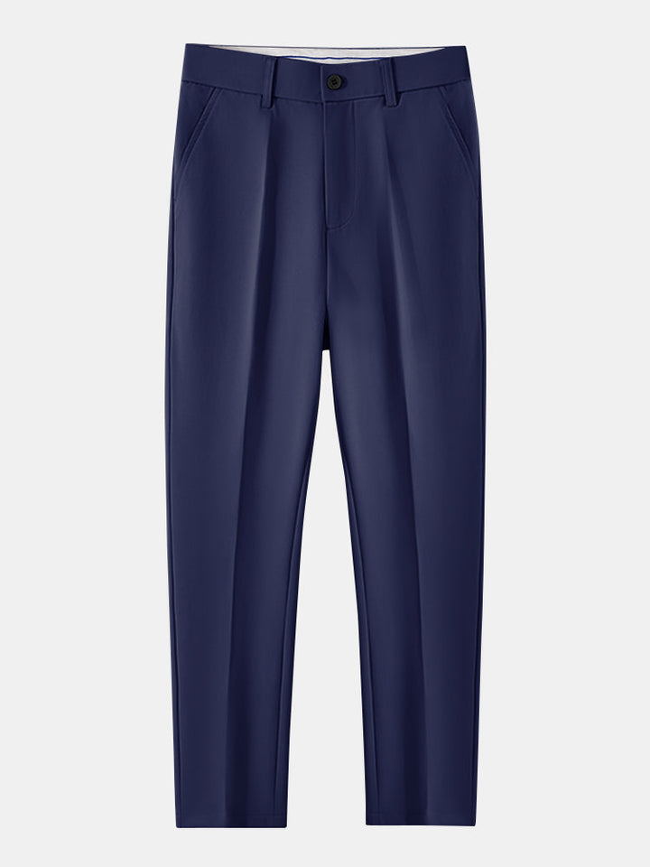 Contrastafwerking Geribbelde Johnny Kraag Tricot Polo & Slim Fit Getaperde Broek