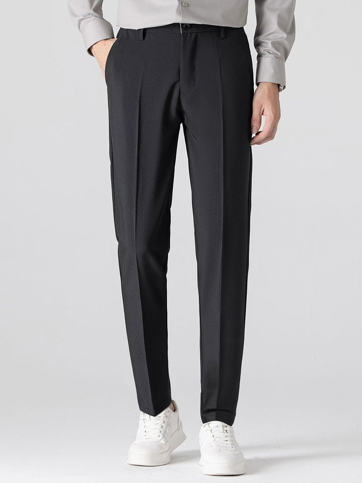 Contrastafwerking Geribbelde Johnny Kraag Tricot Polo & Slim Fit Getaperde Broek