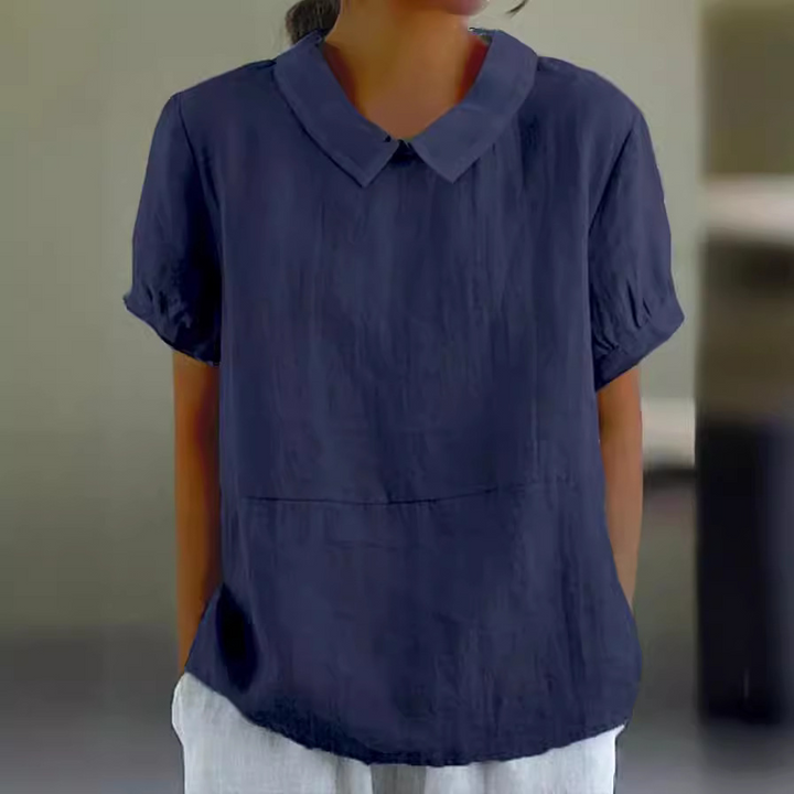 Dames Effen Kleur Casual Katoenen En Linnen 3/4 Mouw Shirt 