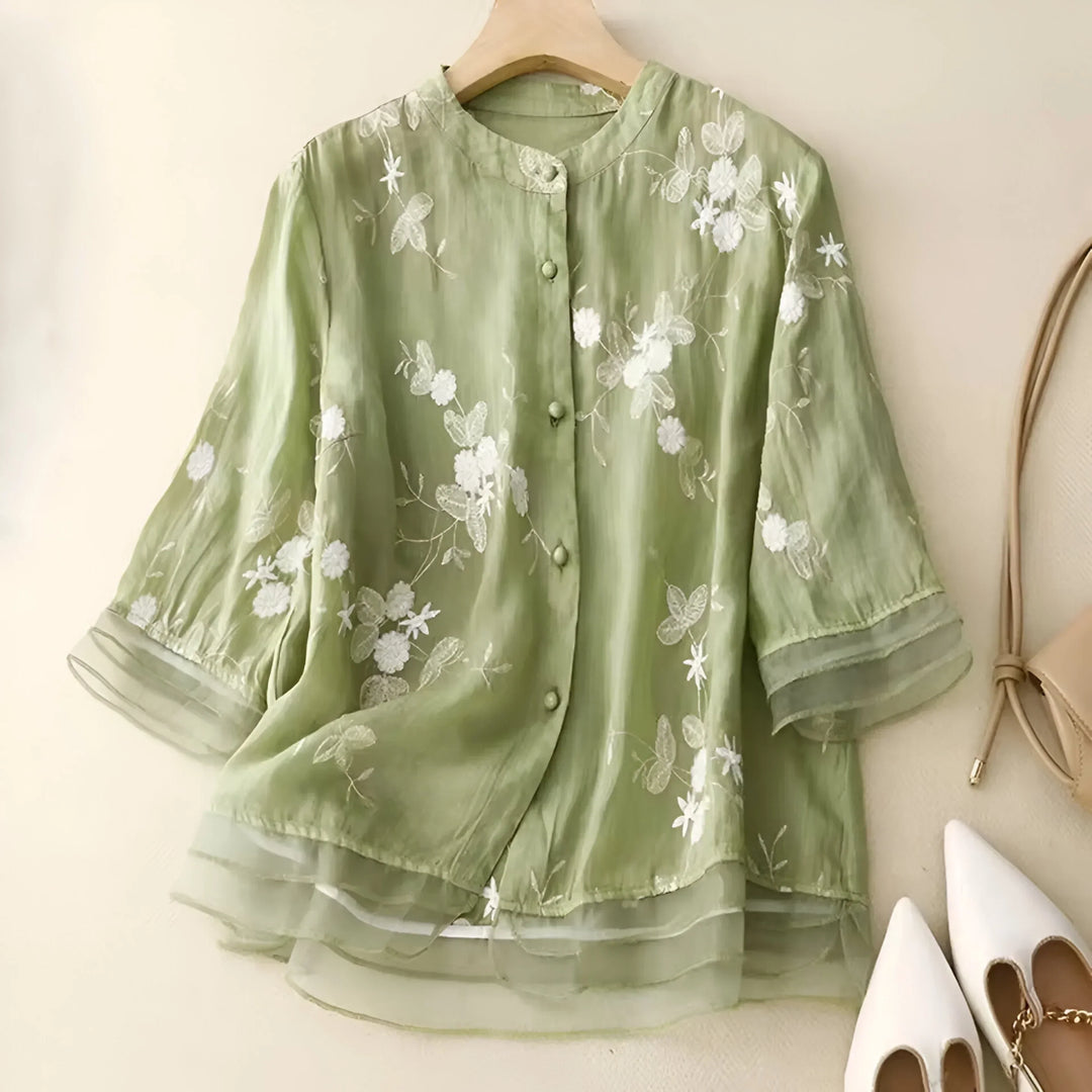 Marie™ Bloemenknopen Blouse