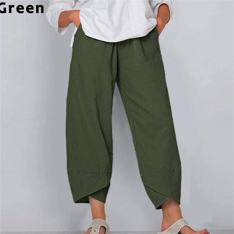 Dames Effen Kleur Losse Elegante Casual Simpele Katoen En Linnen Negende Broek 