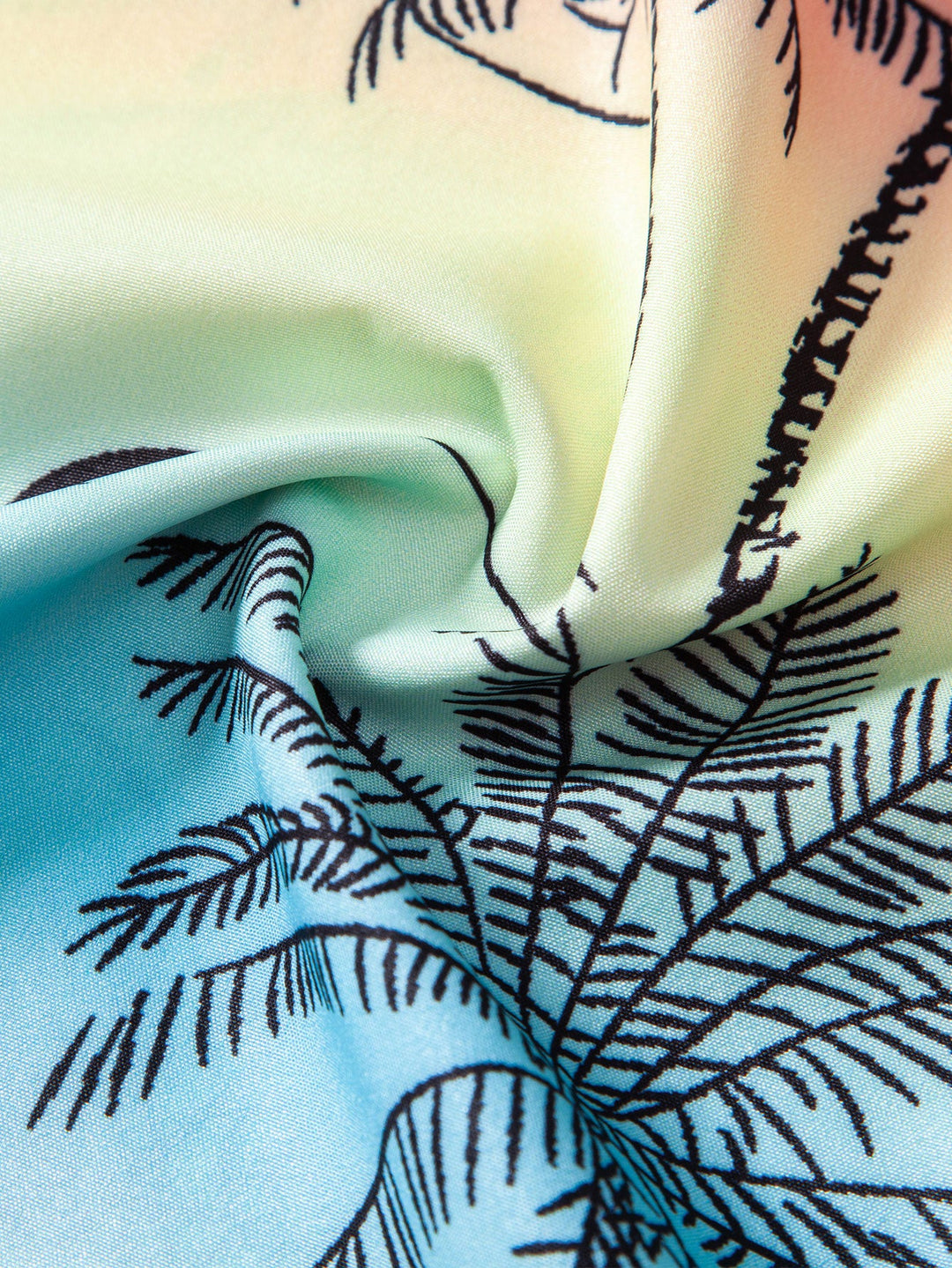 Palmboom Meeuw Print Doorknoop Shirt & Zwembroek