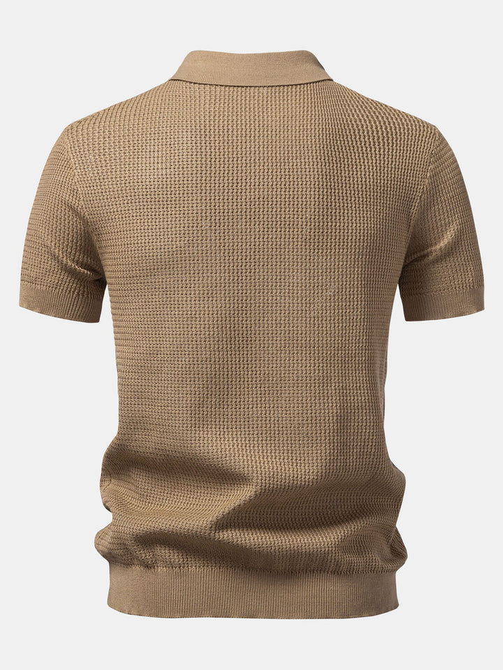 Getextureerde Johnny Kraag Gehaakte Tricot Polo