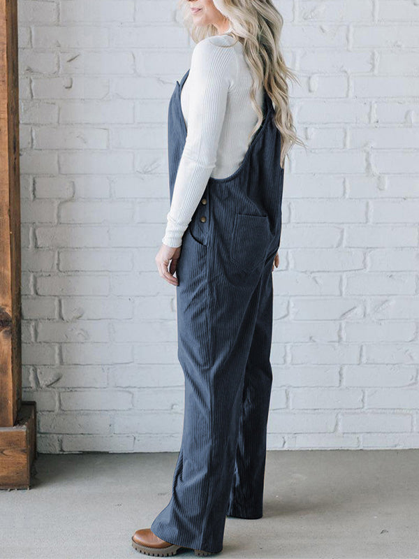 Dames Cozy Corduroy Loose Fit Overalls