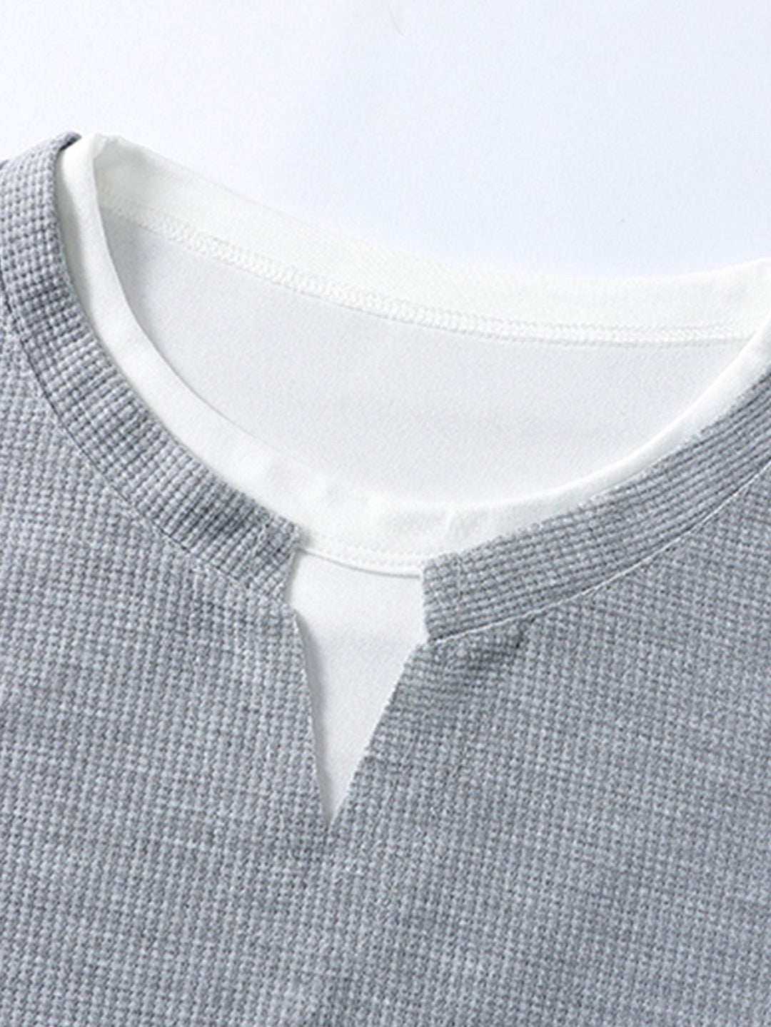Relax Fit wafel T-shirt met lange mouwen 2-in-1