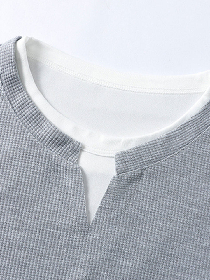 Relax Fit wafel T-shirt met lange mouwen 2-in-1
