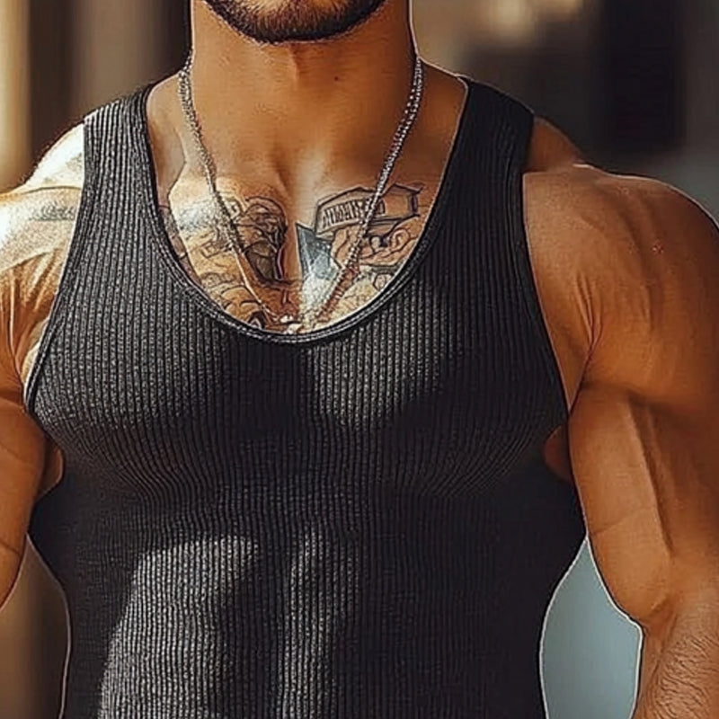 Heren Gebreide Ronde Hals Slim Fit Tanktops MTA2200E1X