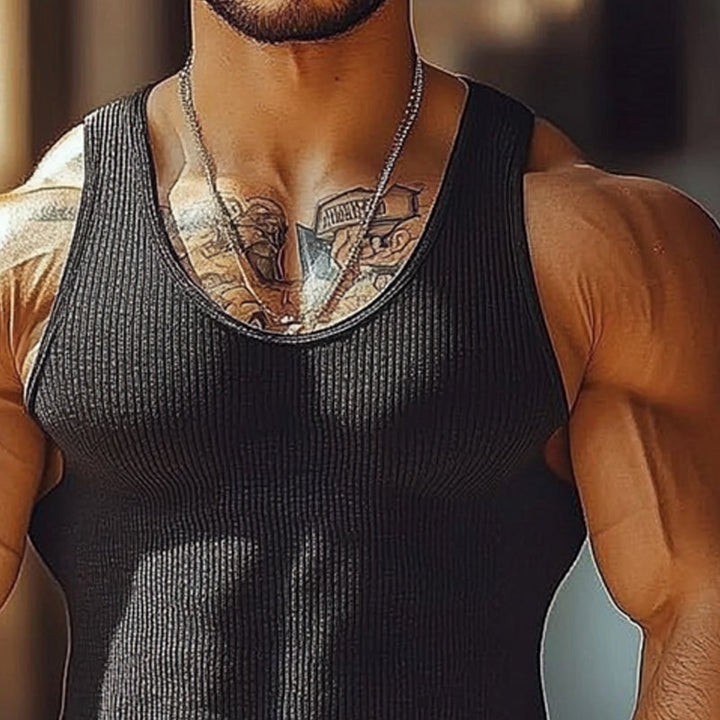 Heren Gebreide Ronde Hals Slim Fit Tanktops MTA2200E1X