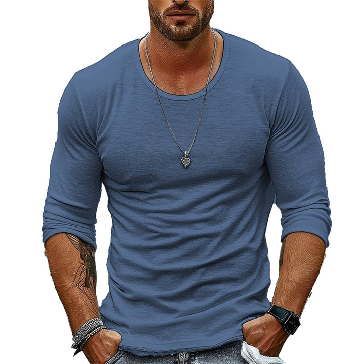 Heren Casual Effen Kleur Ronde Hals T-shirt met lange mouwen 94867816X