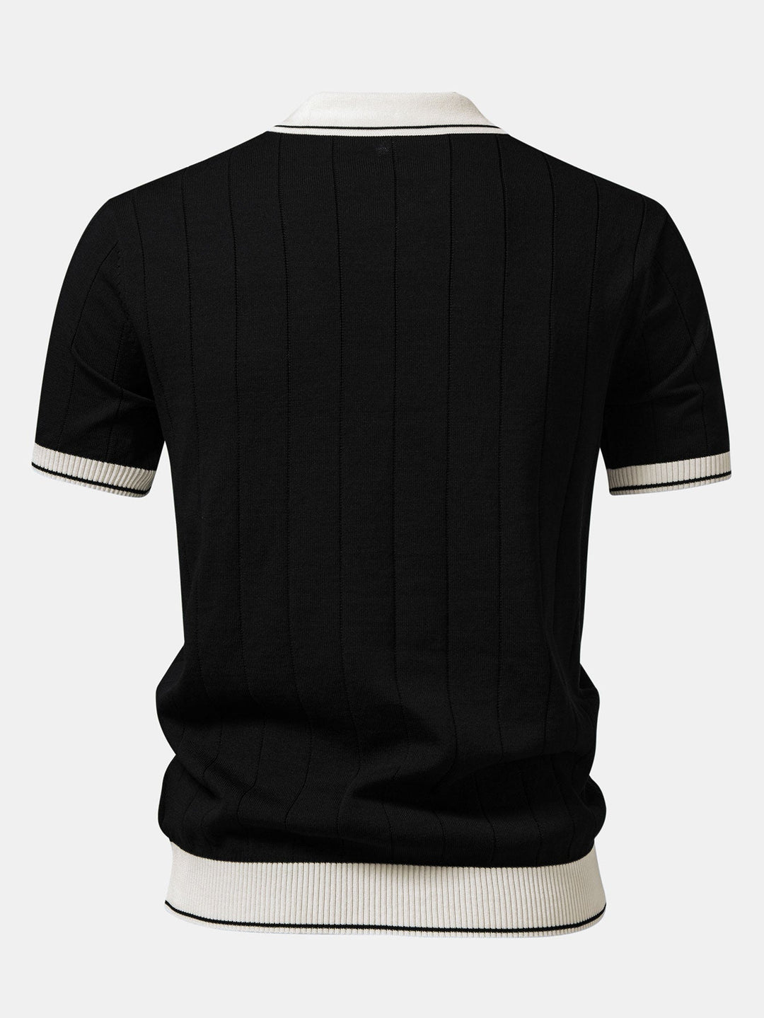 Contrastafwerking Geribbelde Johnny Kraag Tricot Polo & Slim Fit Getaperde Broek