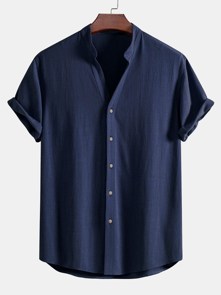 V-hals Linnen Rayon Mix Shirt & Rechte Linnen Broek