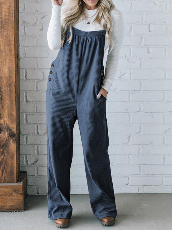 Dames Cozy Corduroy Loose Fit Overalls