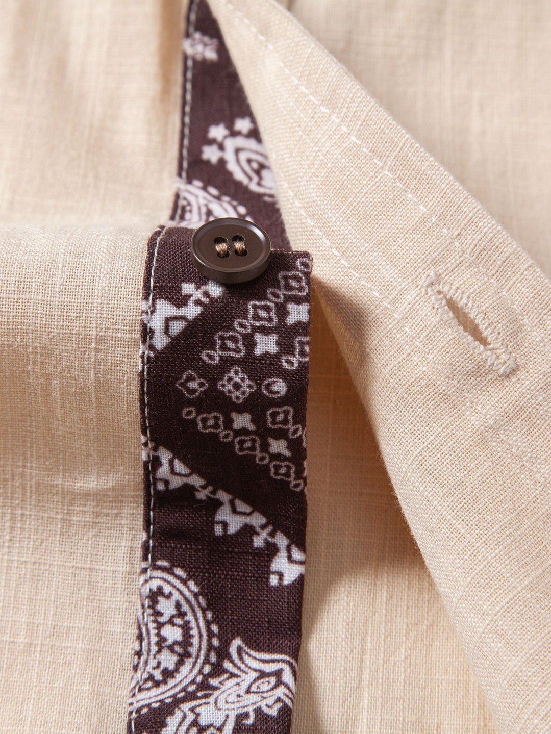 Contrast Paisley Print Linnen Look Overhemd