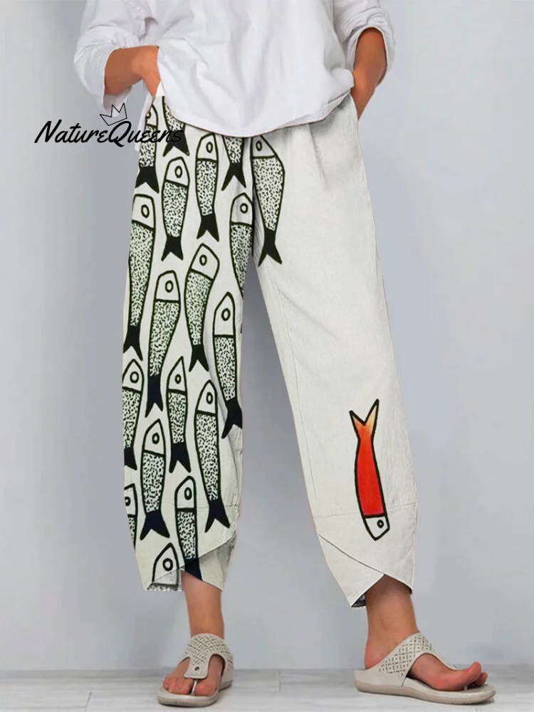 Leuke Vissen Kunst Cropped Casual Broek 