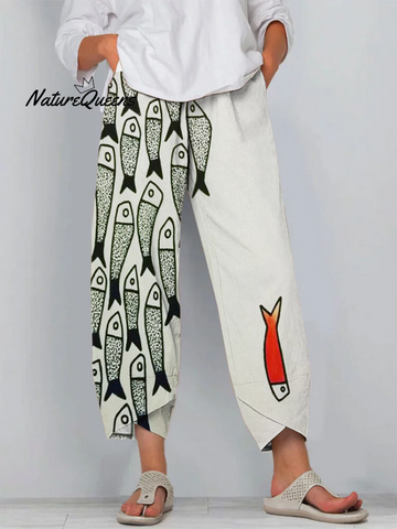 Leuke Vissen Kunst Cropped Casual Broek 