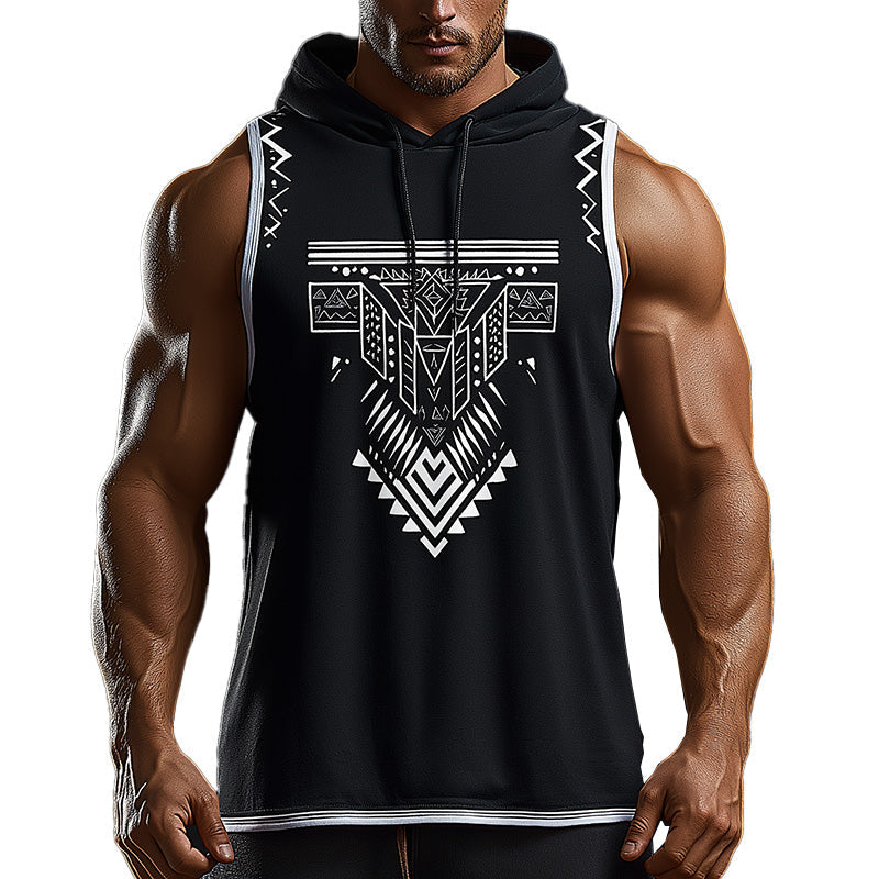 Heren Zomer Etnisch Gedrukt Katoenen Hoodie Tanktop MTA2228E5P