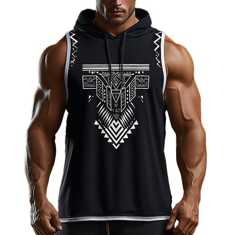 Heren Zomer Etnisch Gedrukt Katoenen Hoodie Tanktop MTA2228E5P
