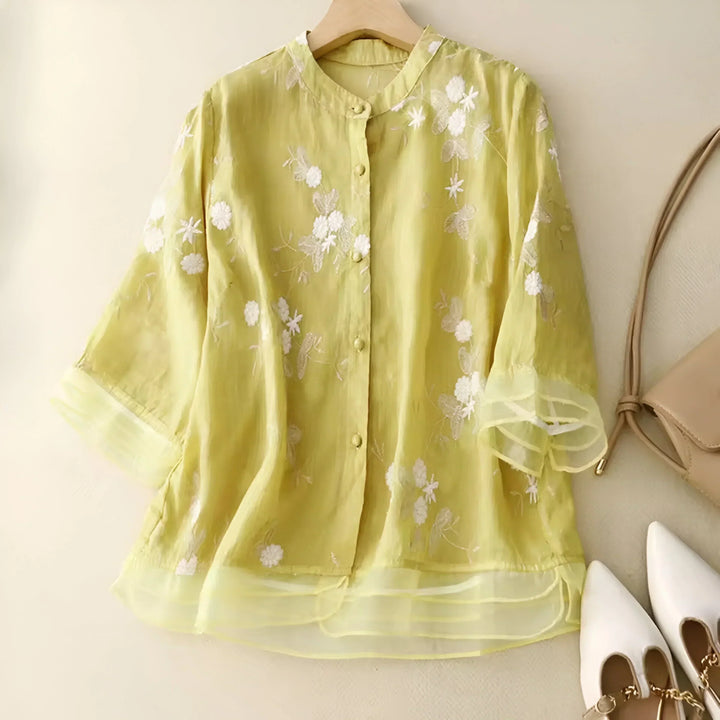 Marie™ Bloemenknopen Blouse