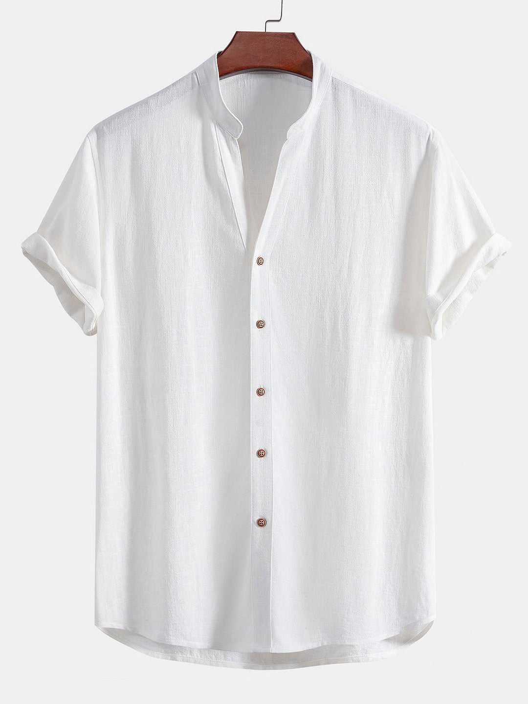 V-hals Linnen Rayon Mix Shirt & Rechte Linnen Broek