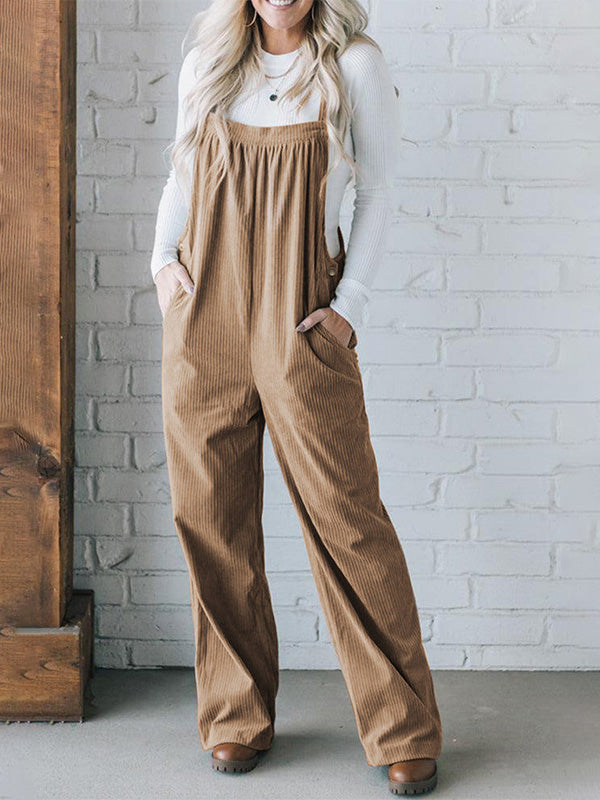 Dames Cozy Corduroy Loose Fit Overalls
