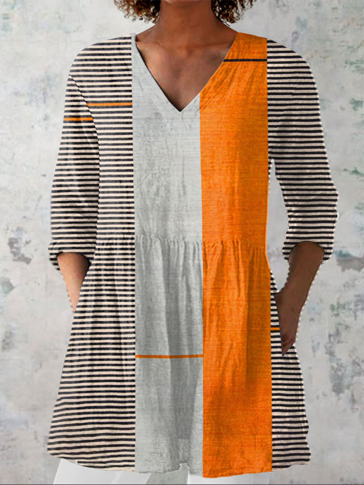 Dames Vintage Boho Geometrisch Kunst Print Casual Jurk