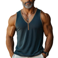 Heren Zomer Eenvoudige Rits Gebreide Tanktop MTA2913E9P