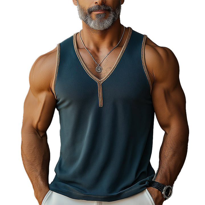 Heren Zomer Eenvoudige Rits Gebreide Tanktop MTA2913E9P