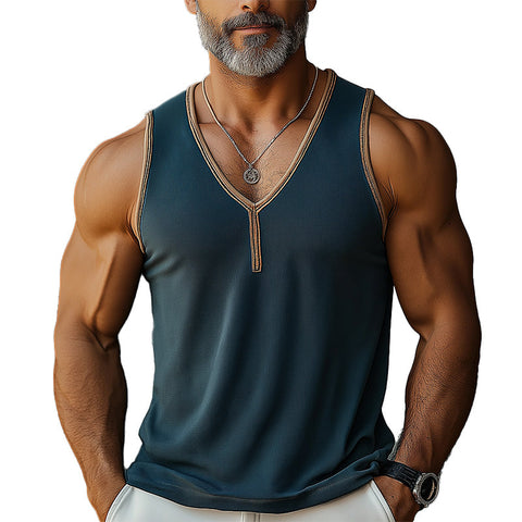 Heren Zomer Eenvoudige Rits Gebreide Tanktop MTA2913E9P