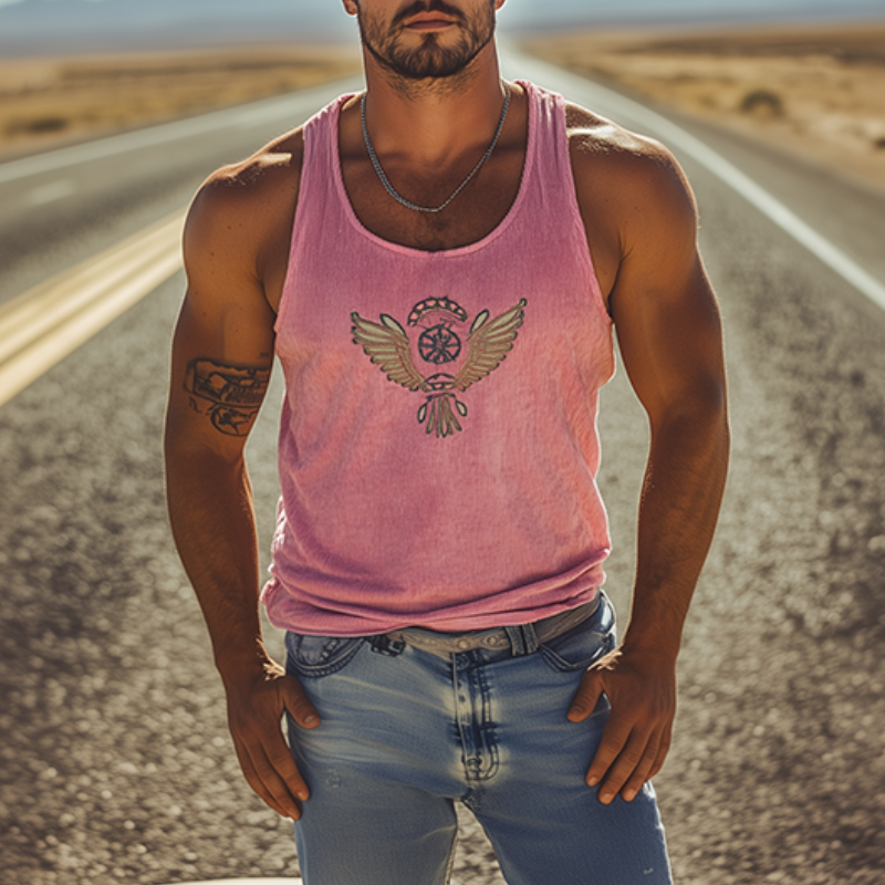 【24-uurs verzending】Heren Classic Casual Amerikaanse Retro Geborduurd Gebreid Gestreept Tanktop 72799567K
