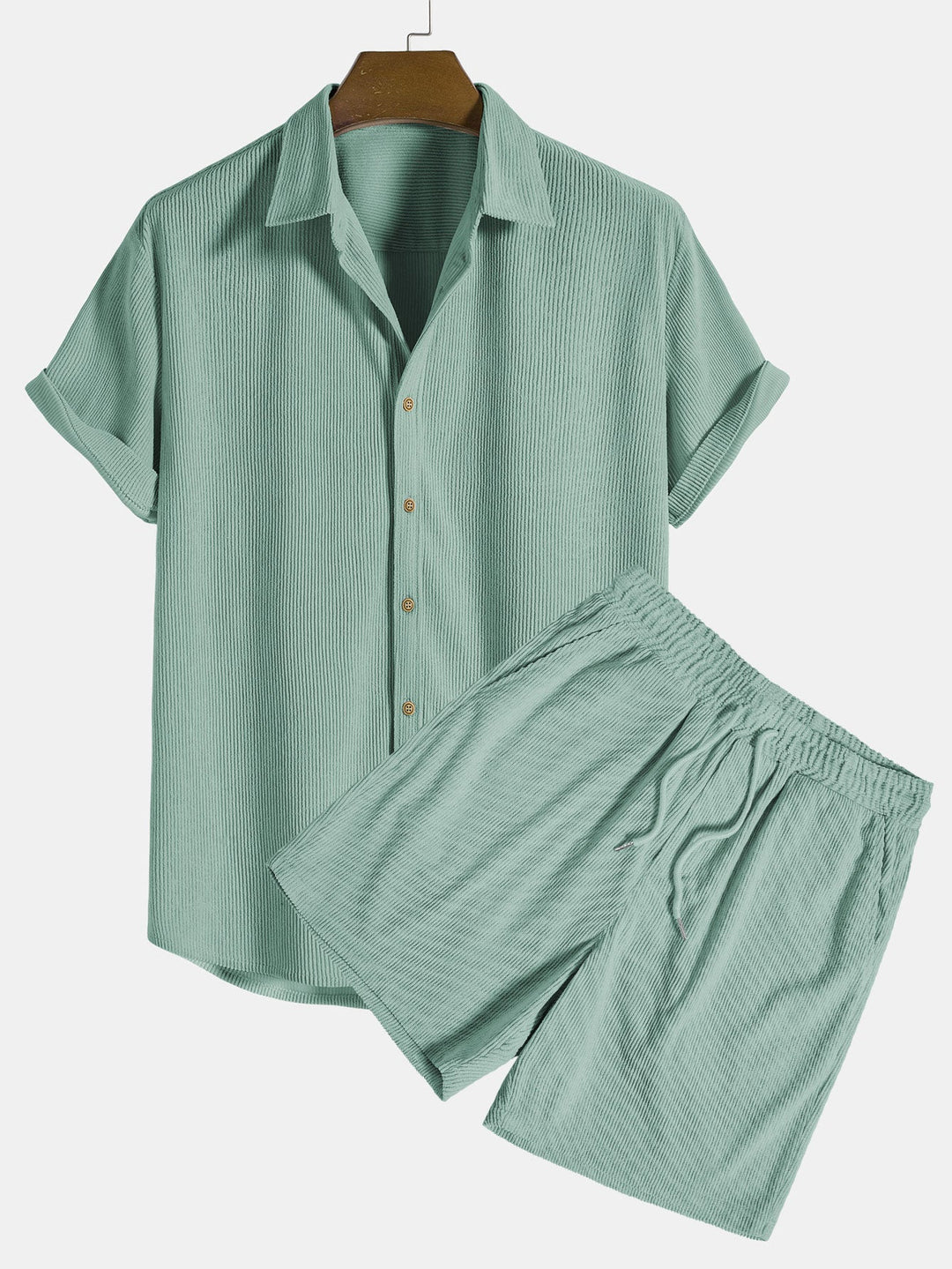 Corduroy overhemd met korte mouwen en shorts