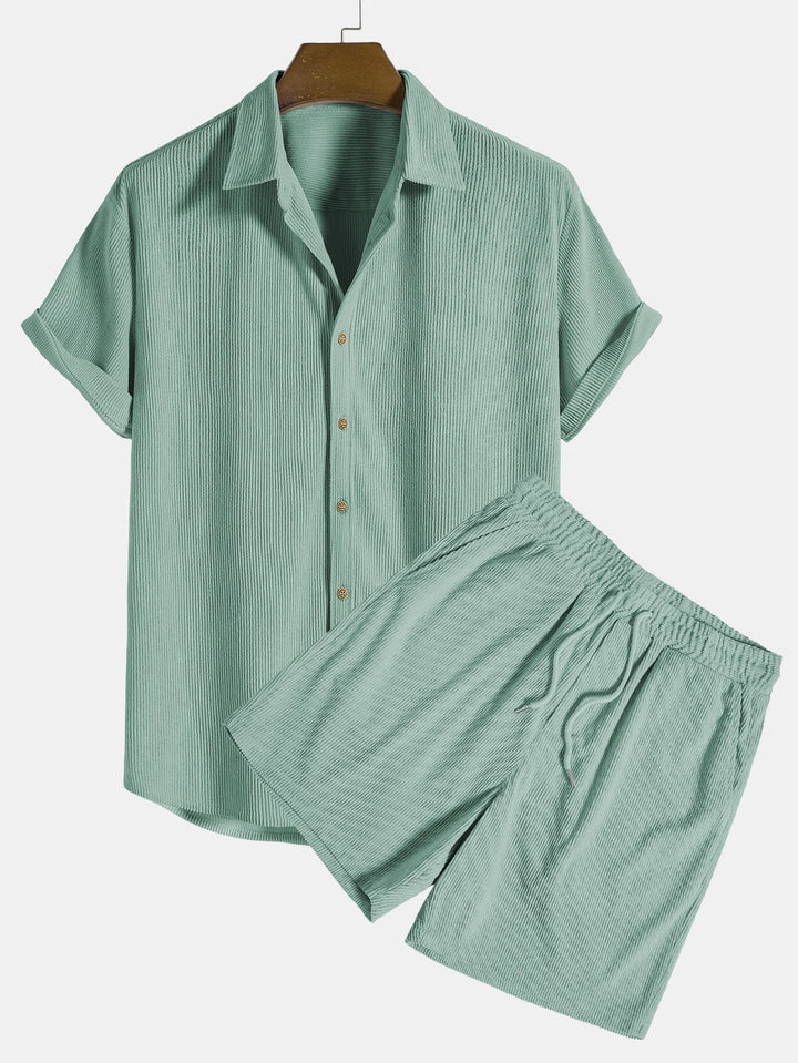 Corduroy overhemd met korte mouwen en shorts
